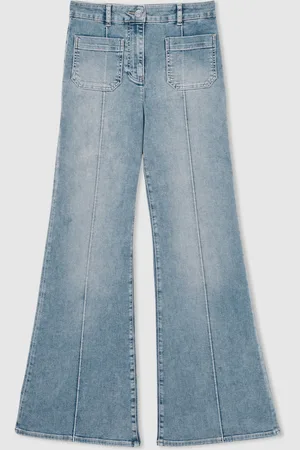 Reiss Light Blue Sakura Petite Patch Pocket Flared Jeans AU 26