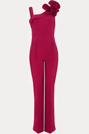 Phase Eight Pink Roxana Ruffle One shoulder Jumpsuit AU 18