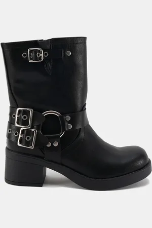 Novo Black Dafra Harness Biker Ankle Boots AU 7 (EU 38)
