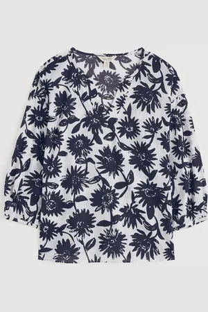 Seasalt Cornwall Blue Streamlet Floral Swing-Shape 100% Cotton Tunic AU 20