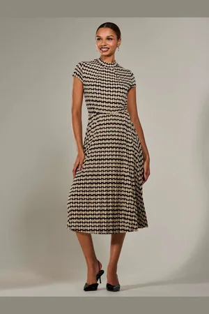 Jolie Moi Jersey Capped Sleeve Pleated Midi Dress AU 16