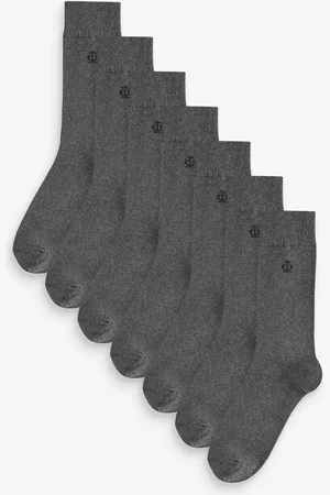 Jeff Banks Grey Cotton Crown Logo Crew Socks 7 pack One