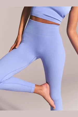 Next Cornflower Blue Ribbed Seamless High Waist Leggings S Reg