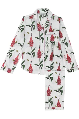 Their Nibs White Foxglove Traditional Cotton Long Pyjama Set XS