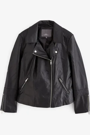 ONLY Black Faux Fur Leather Biker Jacket AU 22
