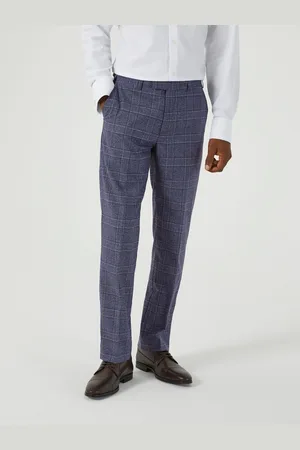 Skopes Blue Tailored Fit Irwin Windowpane Check Suit Trousers 38W x 31L (UK 38 R)