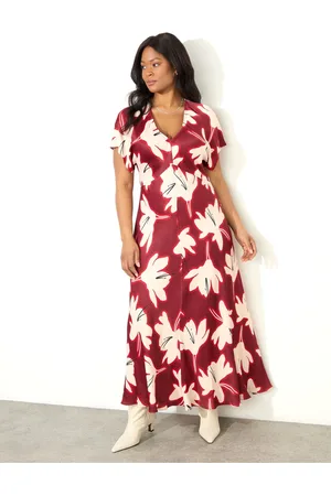 Live Unlimited London Petite Curve Floral V-Neck Maxi Dress AU 24