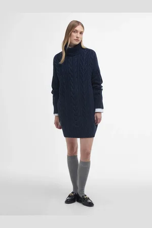 Barbour Beatrix Cable Knit Roll Neck Dress AU 16