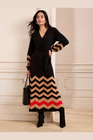 Love & Roses Wrap Knitted Midi Dress AU 14