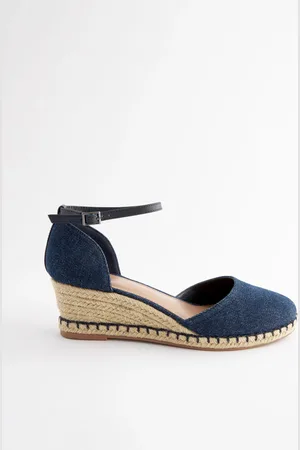Next Denim Standard/Wide Fit Forever Comfort Closed Toe Wedges AU 8 (EU 39)