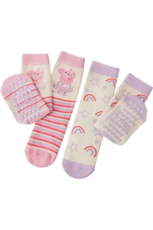 Totes Pink Childrens Peppa Pig Slipper Socks 2 Pack 1