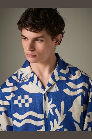 Next Textured Printed Short Sleeve 100% Cotton Shirt XXL