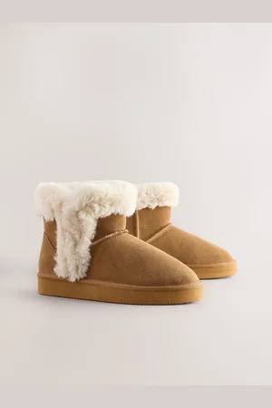 Next Tan Brown Faux Fur Lined Suede Boot Slippers AU 7 (EU 38)