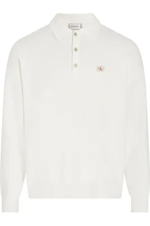 Calvin Klein White Cotton Polo Jumper M