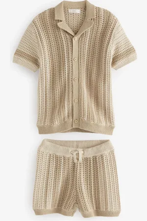 Next Neutral Crochet Short Sleeve Shirt and Shorts Set (3mths-10yrs) 3