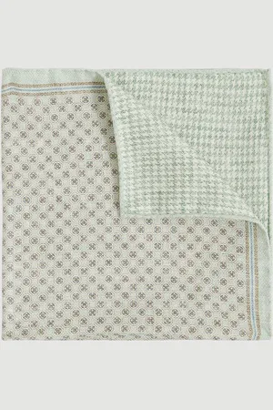 Reiss Soft Sage Giulio Silk Medallion-Print Pocket Square One