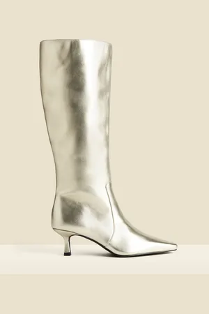 Sosandar Gold Knee High Low Heel Boots AU 7 (EU 38)