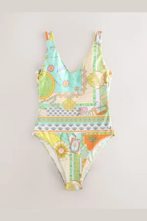Never Fully Dressed Ecru Map Tummy Control Scoop Swimsuit AU 12