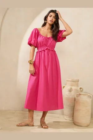 Lipsy London 100% Cotton Short Sleeve Poplin Midi Dress AU 12