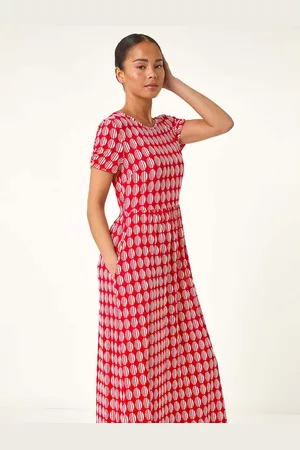 Roman Petite Geometric Spot Pocket Midi Dress AU 14