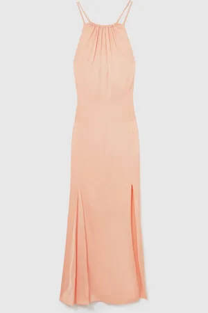 Reiss Tallie Satin Halterneck Maxi Dress AU 10