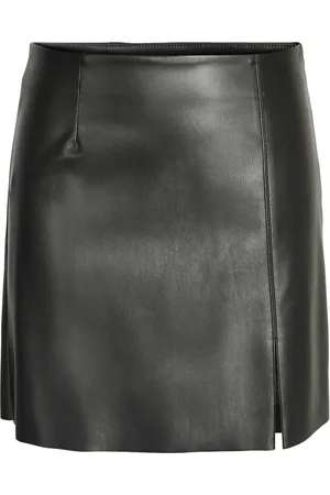 Noisy May 100% Cotton Leather Look Mini Skirt with Slit Detail S