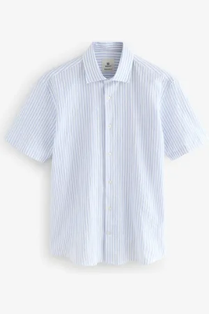 Next Regular Fit Short Sleeve Seersucker Shirt XL