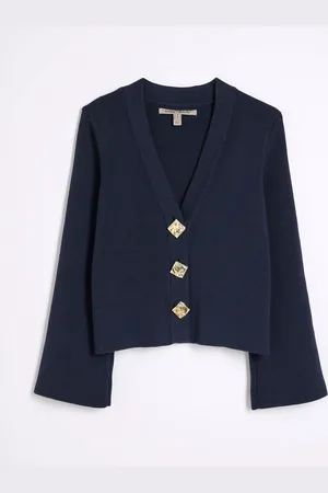 River Island Blue Asymmetric Tipped Cardigan M