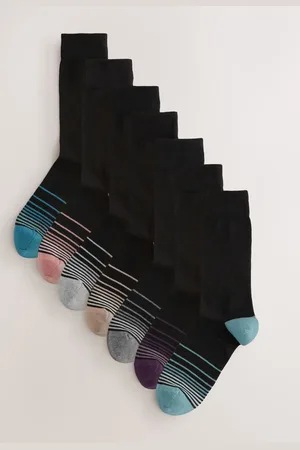 Next Black Colour Ombre 7 Pack Mens Cotton Rich Black Socks UK 9