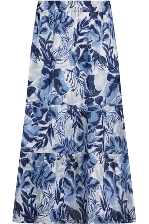 Weird Fish Harini 100% Cotton Doublecloth Midi Tiered Skirt AU 14