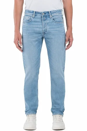 Replay Light Blue Denim Straight Fit Grover with 100% Cotton Stretch Jeans W36 L32