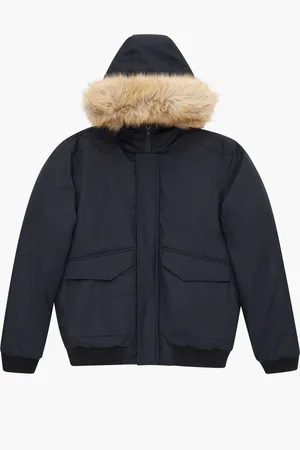 French Connection Black Faux Fur Trim Short Length Jacket XXL