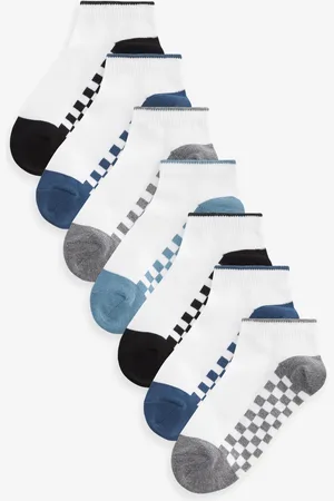 Next White Checkerboard 7 Pack Cotton Rich Trainer Socks 7-10