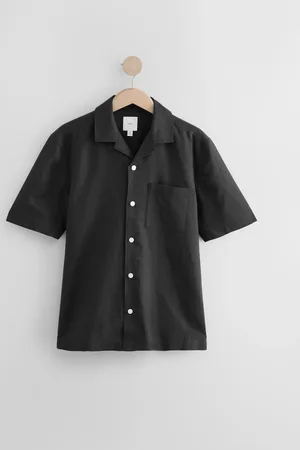 Next Cuban Collar Cotton Linen Blend Short Sleeve Shirt XS