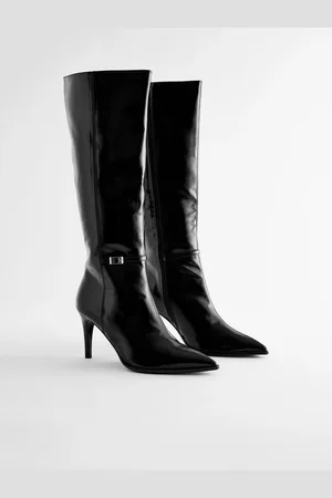 Next Black Forever Comfort Skinny Heeled Buckle Detail Knee High Boots AU 7 (EU 38)