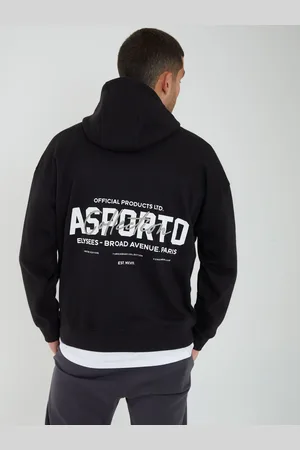 Threadbare Black Relaxed Fit Graphic Print Pull-Over Hoodie L