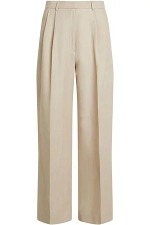 Tommy Hilfiger Brown Linen Mix Relaxed Straight Trousers AU 4