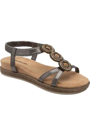 Dunlop Grey T-Bar Elasticated Sandals AU 10 (EU 42)