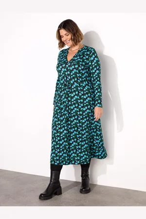 Live Unlimited London Pleated Wrap With Blouson Sleeves Dress AU 26