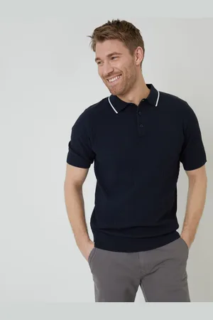 Threadbare Textured Front Tipping Collar Knitted Polo Shirt XXL
