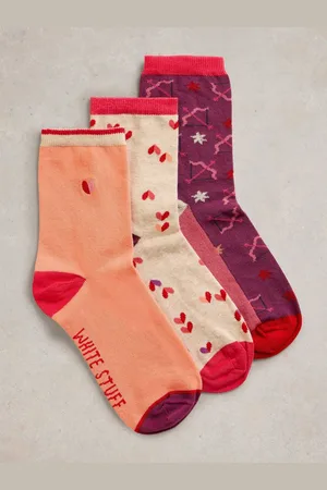 White Stuff Red I Heart You Ankle Socks 3 Pack UK 3