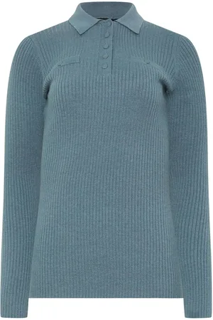 Long Tall Sally Marl Ribbed Polo Shirts AU 14-16 Tall