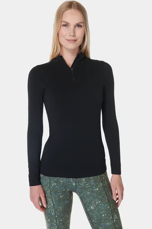 Sweaty Betty Black Mindful Flex Half Zip Long Sleeve Top L