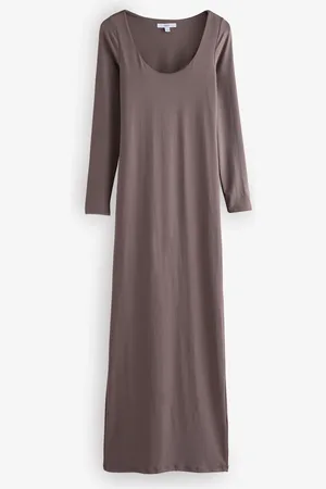 Next Long Sleeve Scoop Bodycon Soft Touch Polyamide Midi Dress AU 6