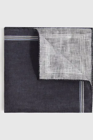 Reiss Navy Fiorello Linen Pocket Square One