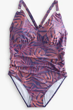 Speedo Blue Plus Size Shaping Printed V-Neck Swimsuit AU 20