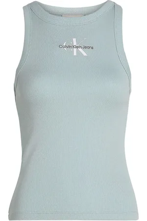 Calvin Klein Blue Monologo Rib Tank Top S
