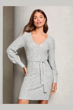 Lipsy London V-Neck Cable Knitted Dress AU 14