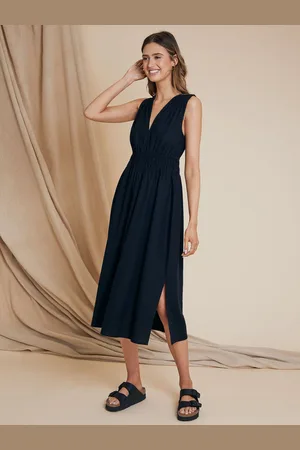 Threadbare Linen Blend Ruched Midi Dress 12