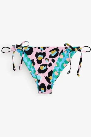 Eleanor Bowmer Pink/Blue Reversible Leopard Print Tie Side Briefs AU 10